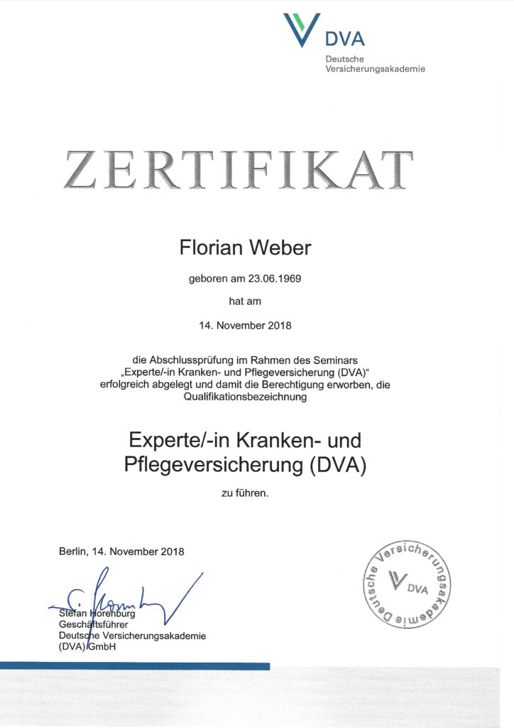florian weber Zertifikat
